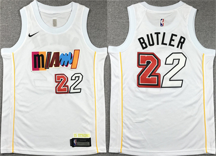Youth Miami Heat #22 Jimmy Butler White City Edition Stitched Jersey